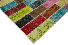 Kirk Yama Grey Patchwork Cotton Wool Handmade Area Rug 6'8'' x 10'0''