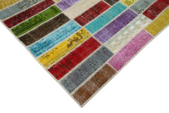 Kirk Yama Grey Patchwork Cotton Wool Handmade Area Rug 6'7'' x 10'2''