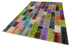 Kirk Yama Grey Patchwork Cotton Wool Handmade Area Rug 6'6'' x 10'0''