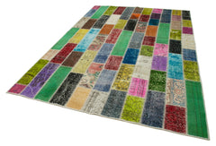 Kirk Yama Grey Patchwork Cotton Wool Handmade Area Rug 6'7'' x 9'8''