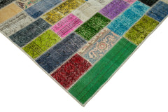 Kirk Yama Grey Patchwork Cotton Wool Handmade Area Rug 6'7'' x 9'8''