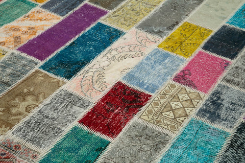 Kirk Yama Grey Patchwork Cotton Wool Handmade Area Rug 6'7'' x 9'11''