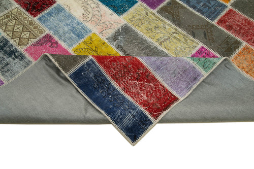 Kirk Yama Grey Patchwork Cotton Wool Handmade Area Rug 6'7'' x 9'11''