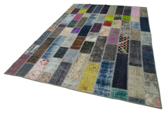 Kirk Yama Grey Patchwork Cotton Wool Handmade Area Rug 6'8'' x 10'0''