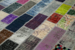 Kirk Yama Grey Patchwork Cotton Wool Handmade Area Rug 6'8'' x 10'0''