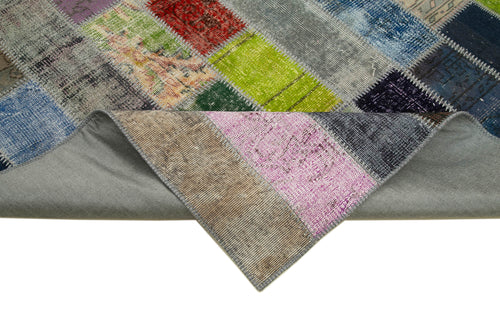 Kirk Yama Grey Patchwork Cotton Wool Handmade Area Rug 6'8'' x 10'0''