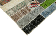 Handmade Area Rug – Grey Patchwork Cotton Wool Rug 6'8''x10'3'' Durable Soft Carpet