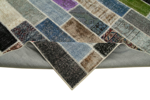 Handmade Area Rug – Grey Patchwork Cotton Wool Rug 6'8''x10'3'' Durable Soft Carpet