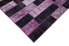 Kirk Yama Purple Patchwork Cotton Wool Handmade Area Rug 6'9'' x 9'10''