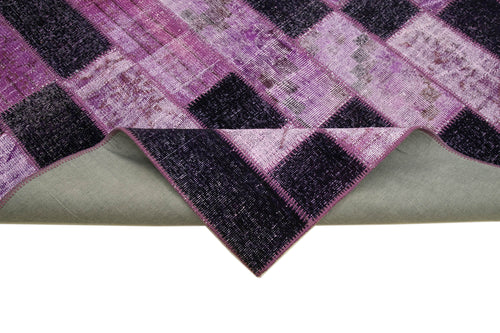 Kirk Yama Purple Patchwork Cotton Wool Handmade Area Rug 6'9'' x 9'10''