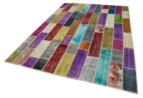 Kirk Yama Grey Patchwork Cotton Wool Handmade Area Rug 6'8'' x 9'10''