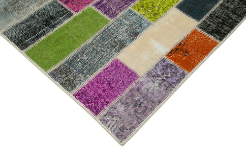 Kirk Yama Grey Patchwork Cotton Wool Handmade Area Rug 6'7'' x 9'11''