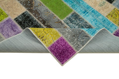 Kirk Yama Grey Patchwork Cotton Wool Handmade Area Rug 6'7'' x 9'11''
