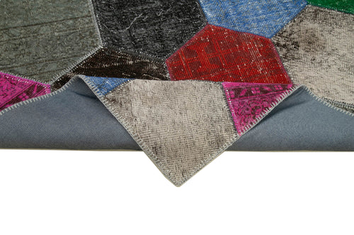 Kirk Yama Grey Patchwork Cotton Wool Handmade Area Rug 6'7'' x 10'0''