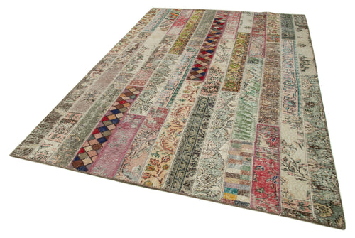 Handmade Area Rug – Kirk Yama Grey Patchwork Cotton Wool Carpet 6'8''x10'