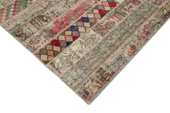 Kirk Yama Grey Patchwork Cotton Wool Handmade Area Rug 6'7'' x 9'11''