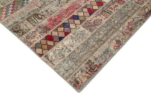 Kirk Yama Grey Patchwork Cotton Wool Handmade Area Rug 6'7'' x 9'11''