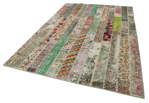 Kirk Yama Grey Patchwork Cotton Wool Handmade Area Rug 6'8'' x 9'11''