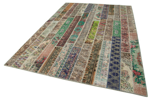 Kirk Yama Grey Patchwork Cotton Wool Handmade Area Rug 6'8'' x 9'11''