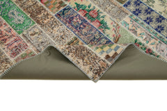 Kirk Yama Grey Patchwork Cotton Wool Handmade Area Rug 6'8'' x 9'11''