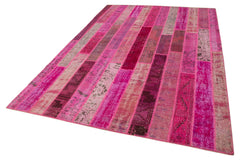 Kirk Yama Pink Patchwork Cotton Wool Handmade Area Rug 6'9'' x 10'0''