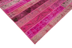 Kirk Yama Pink Patchwork Cotton Wool Handmade Area Rug 6'9'' x 10'0''