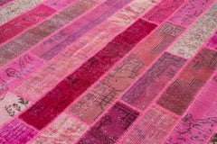 Kirk Yama Pink Patchwork Cotton Wool Handmade Area Rug 6'9'' x 10'0''