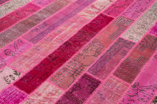 Kirk Yama Pink Patchwork Cotton Wool Handmade Area Rug 6'9'' x 10'0''