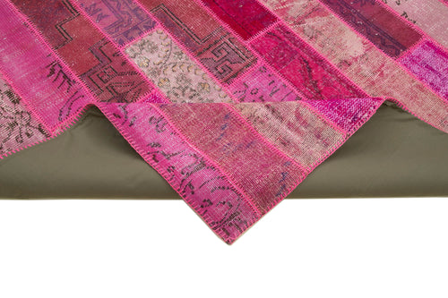 Kirk Yama Pink Patchwork Cotton Wool Handmade Area Rug 6'9'' x 10'0''