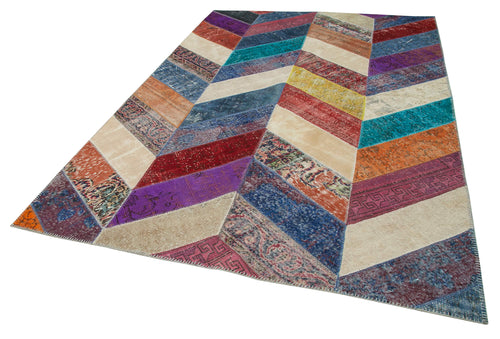 Handmade Area Rug – Kirk Yama Grey Patchwork Cotton Wool Carpet 6'5''x9'10''