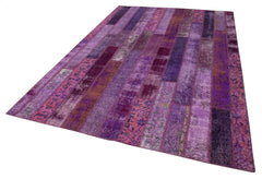 Kirk Yama Purple Patchwork Cotton Wool Handmade Area Rug 6'9'' x 10'0''
