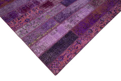 Kirk Yama Purple Patchwork Cotton Wool Handmade Area Rug 6'9'' x 10'0''