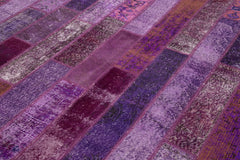 Kirk Yama Purple Patchwork Cotton Wool Handmade Area Rug 6'9'' x 10'0''