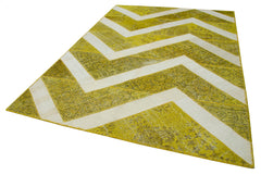 Kirk Yama Yellow Patchwork Cotton Wool Handmade Area Rug 6'8'' x 9'8''