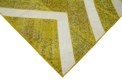 Kirk Yama Yellow Patchwork Cotton Wool Handmade Area Rug 6'8'' x 9'8''