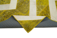 Kirk Yama Yellow Patchwork Cotton Wool Handmade Area Rug 6'8'' x 9'8''