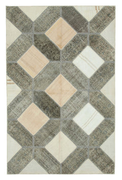 Kirk Yama Grey Patchwork Cotton Wool Handmade Area Rug 6'6'' x 10'0''