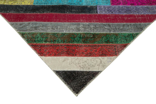 Kirk Yama Grey Patchwork Cotton Wool Handmade Area Rug 6'9'' x 9'9''