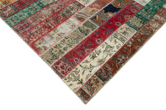 Kirk Yama Grey Patchwork Cotton Wool Handmade Area Rug 6'7'' x 9'11''