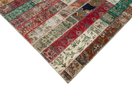Kirk Yama Grey Patchwork Cotton Wool Handmade Area Rug 6'7'' x 9'11''