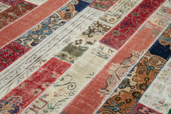 Kirk Yama Grey Patchwork Cotton Wool Handmade Area Rug 6'7'' x 9'11''