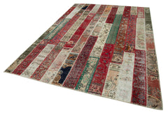Kirk Yama Grey Patchwork Cotton Wool Handmade Area Rug 6'8'' x 9'10''