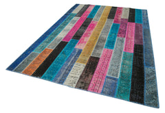 Kirk Yama Grey Patchwork Cotton Wool Handmade Area Rug 6'7'' x 9'10''