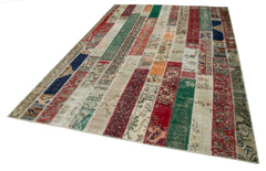 Kirk Yama Grey Patchwork Cotton Wool Handmade Area Rug 6'7'' x 9'11''
