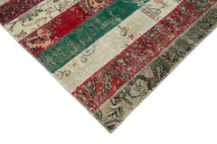 Kirk Yama Grey Patchwork Cotton Wool Handmade Area Rug 6'7'' x 9'11''