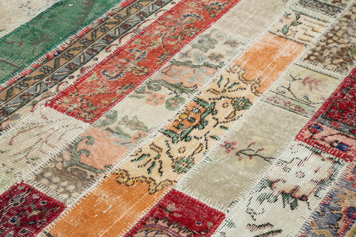 Kirk Yama Grey Patchwork Cotton Wool Handmade Area Rug 6'7'' x 9'11''