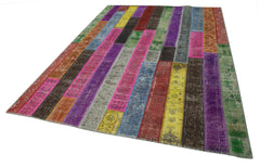 Kirk Yama Grey Patchwork Cotton Wool Handmade Area Rug 6'9'' x 9'11''