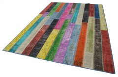 Kirk Yama Grey Patchwork Cotton Wool Handmade Area Rug 6'10'' x 9'11''
