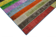 Kirk Yama Grey Patchwork Cotton Wool Handmade Area Rug 6'10'' x 9'11''
