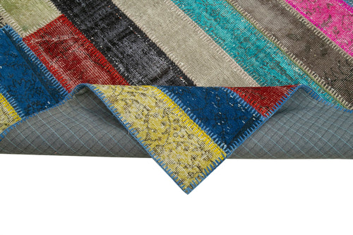 Kirk Yama Grey Patchwork Cotton Wool Handmade Area Rug 6'10'' x 9'11''
